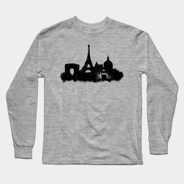 Police Box in Paris Long Sleeve T-Shirt by CrumblinCookie